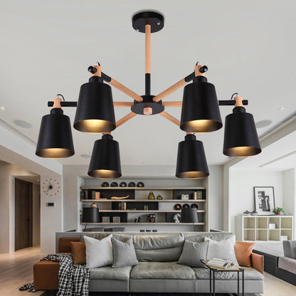 Céline Suspension en bois d'hévéa Lustre minimaliste moderne