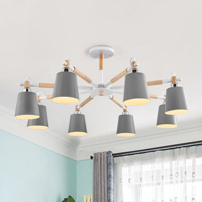 Lucienne Wood Accent Sputnik Chandelier Modern Pendant Light