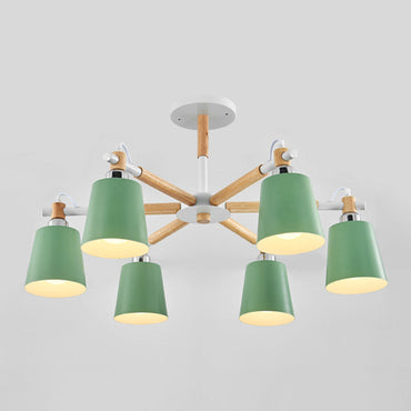 Lustre Sputnik à accents de bois Lucienne, suspension moderne