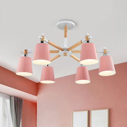 Lucienne Wood Accent Sputnik Chandelier Modern Pendant Light