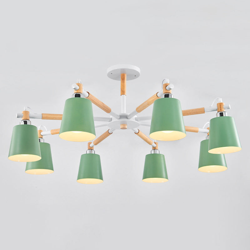 Lucienne Wood Accent Sputnik Chandelier Modern Pendant Light