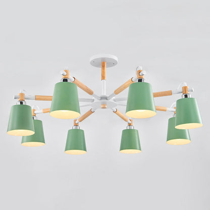 Lucienne Wood Accent Sputnik Chandelier Modern Pendant Light