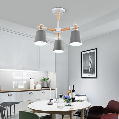 Lucienne Wood Accent Sputnik Chandelier Modern Pendant Light