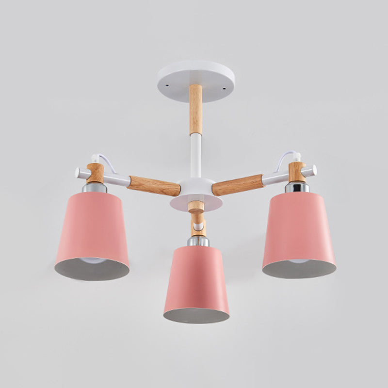 Lucienne Wood Accent Sputnik Chandelier Modern Pendant Light