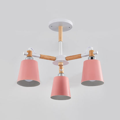 Lucienne Wood Accent Sputnik Chandelier Modern Pendant Light