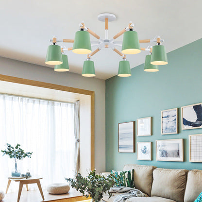 Lucienne Wood Accent Sputnik Chandelier Modern Pendant Light