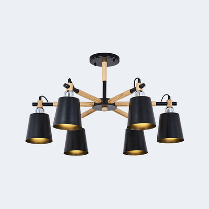 Lucienne Wood Accent Sputnik Chandelier Modern Pendant Light
