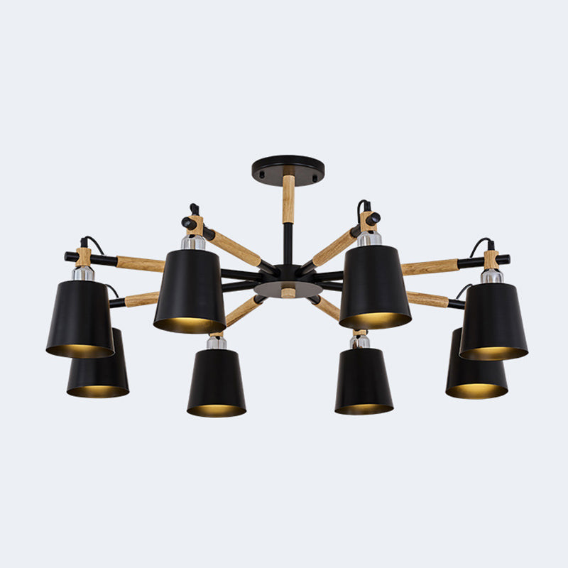 Lucienne Wood Accent Sputnik Chandelier Modern Pendant Light