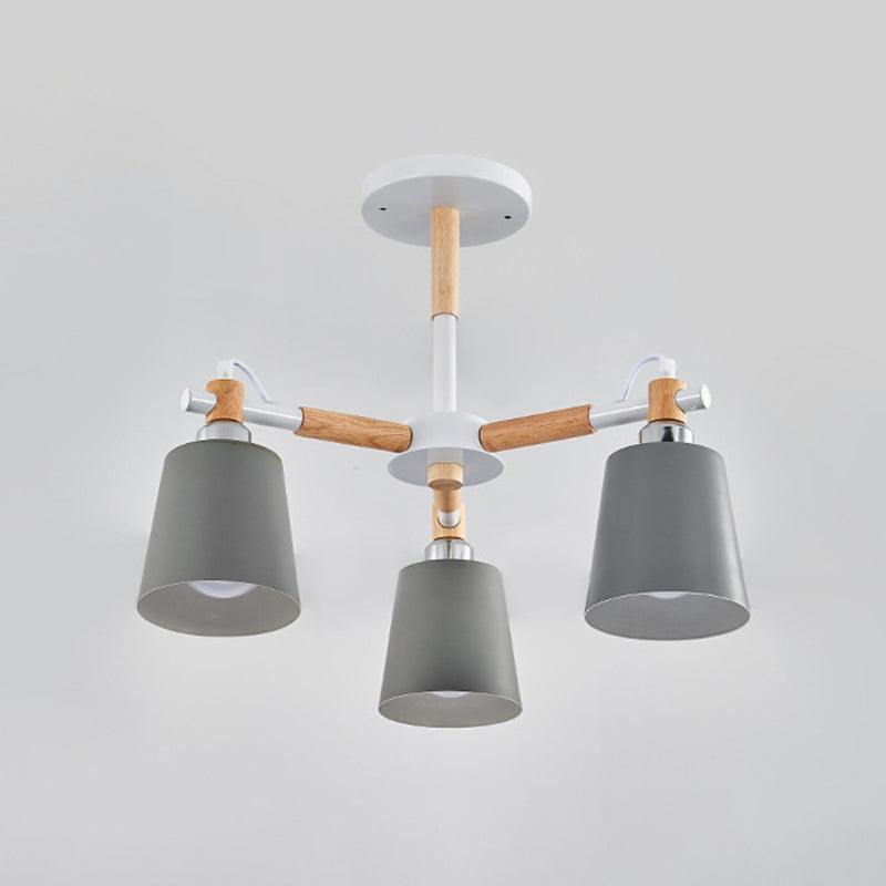 Lucienne Wood Accent Sputnik Chandelier Modern Pendant Light