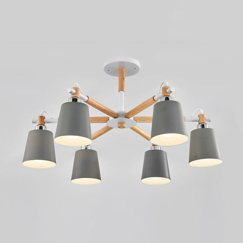 Lucienne Wood Accent Sputnik Chandelier Modern Pendant Light