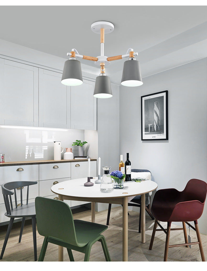 Lucienne Wood Accent Sputnik Chandelier Modern Pendant Light
