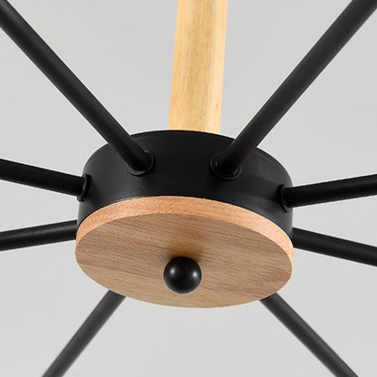 Lustre Sophie Sputnik en Bois et Bois de Cerf Noir 6/10 Lumières