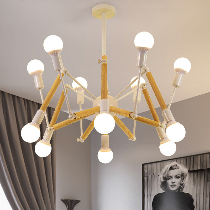 Lustre Araignée en Bois Solène Suspension Moderne Réglable