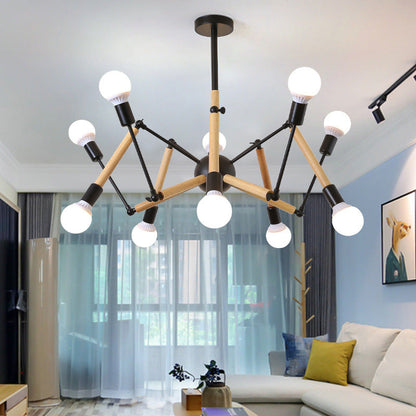 Lustre Araignée en Bois Solène Suspension Moderne Réglable