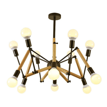 Lustre Araignée en Bois Solène Suspension Moderne Réglable