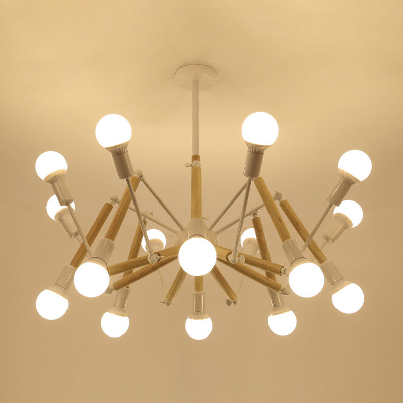 Lustre Araignée en Bois Solène Suspension Moderne Réglable