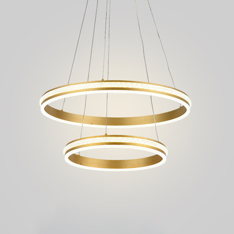 Lustre LED Geneviève à anneaux étagés, doré, moderne