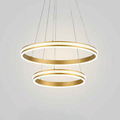 Lustre LED Geneviève à anneaux étagés, doré, moderne
