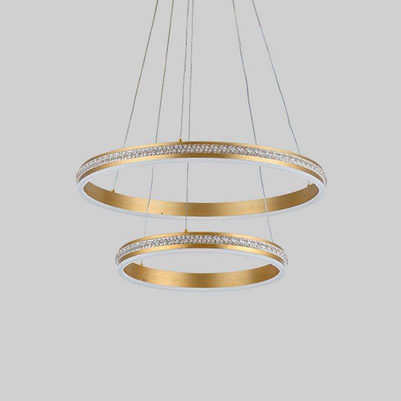 Lustre LED Geneviève à anneaux étagés, doré, moderne
