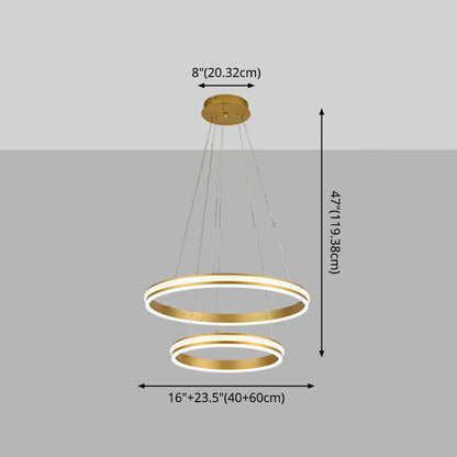 Lustre LED Geneviève à anneaux étagés, doré, moderne