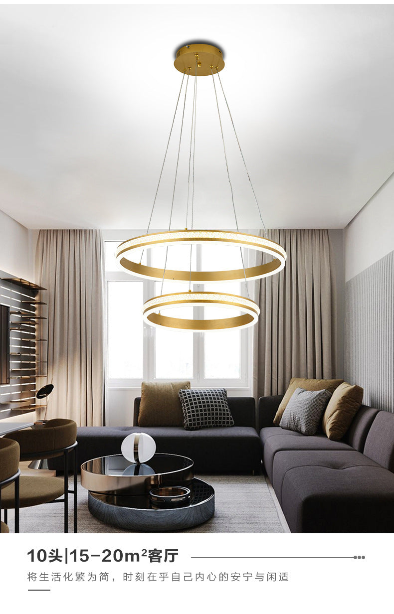 Lustre LED Geneviève à anneaux étagés, doré, moderne