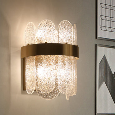 Chloé Golden Hammered Glass 4-Light Wall Sconce