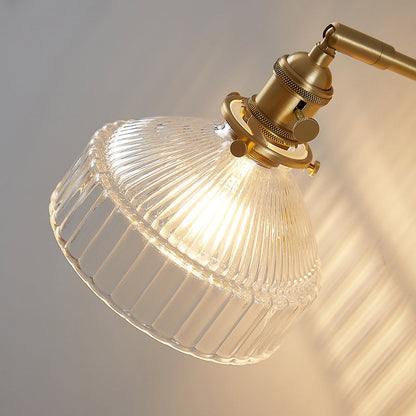 Clémence Industrial Ribbed Glass Wall Sconce in Gold Finish