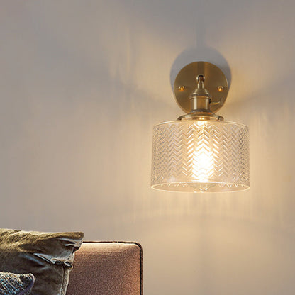 Camille Industrial Brass Adjustable Wall Sconce with Glass Shade