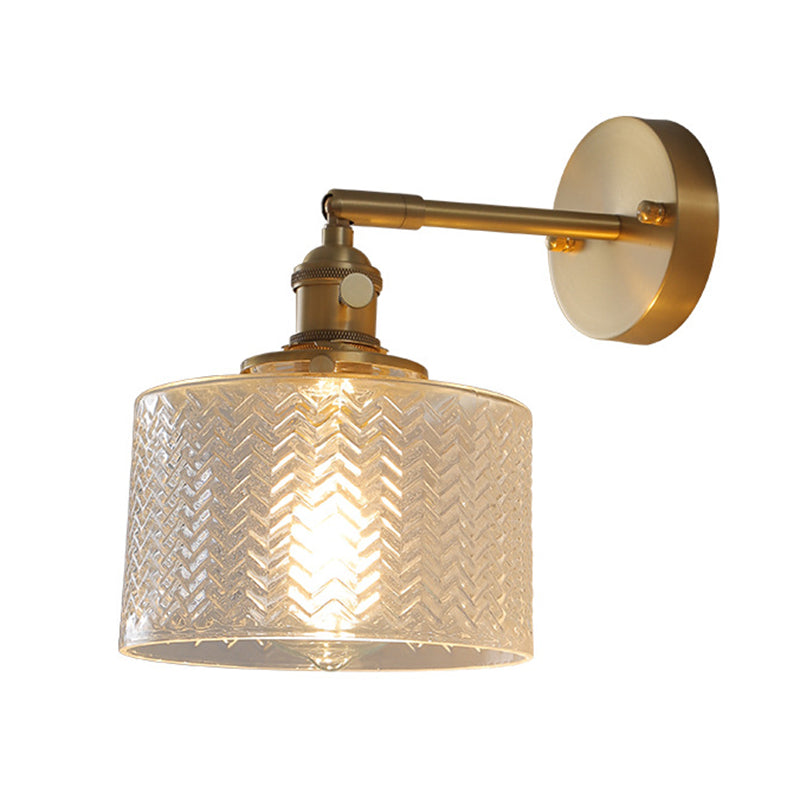 Camille Industrial Brass Adjustable Wall Sconce with Glass Shade