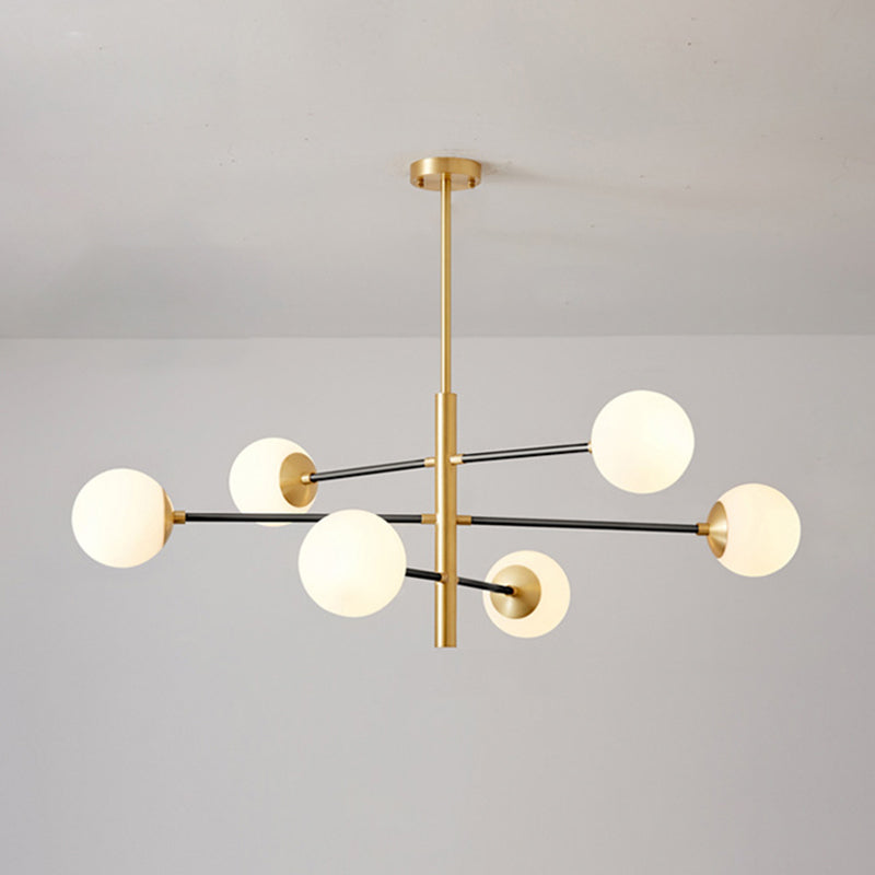 Lustre Gabrielle postmoderne en verre noir et doré