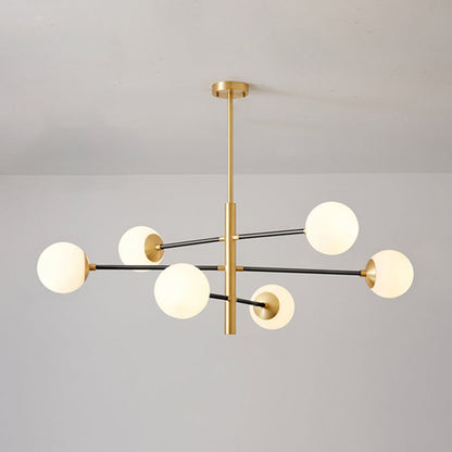 Lustre Gabrielle postmoderne en verre noir et doré