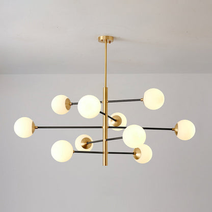 Lustre Gabrielle postmoderne en verre noir et doré