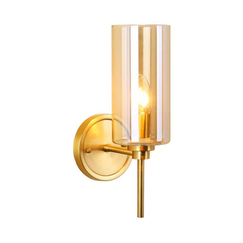 Applique Murale Cylindrique en Verre Sibylle Colonial Laiton