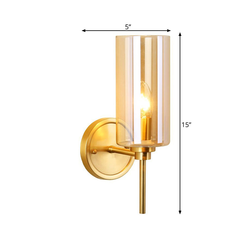 Applique Murale Cylindrique en Verre Sibylle Colonial Laiton