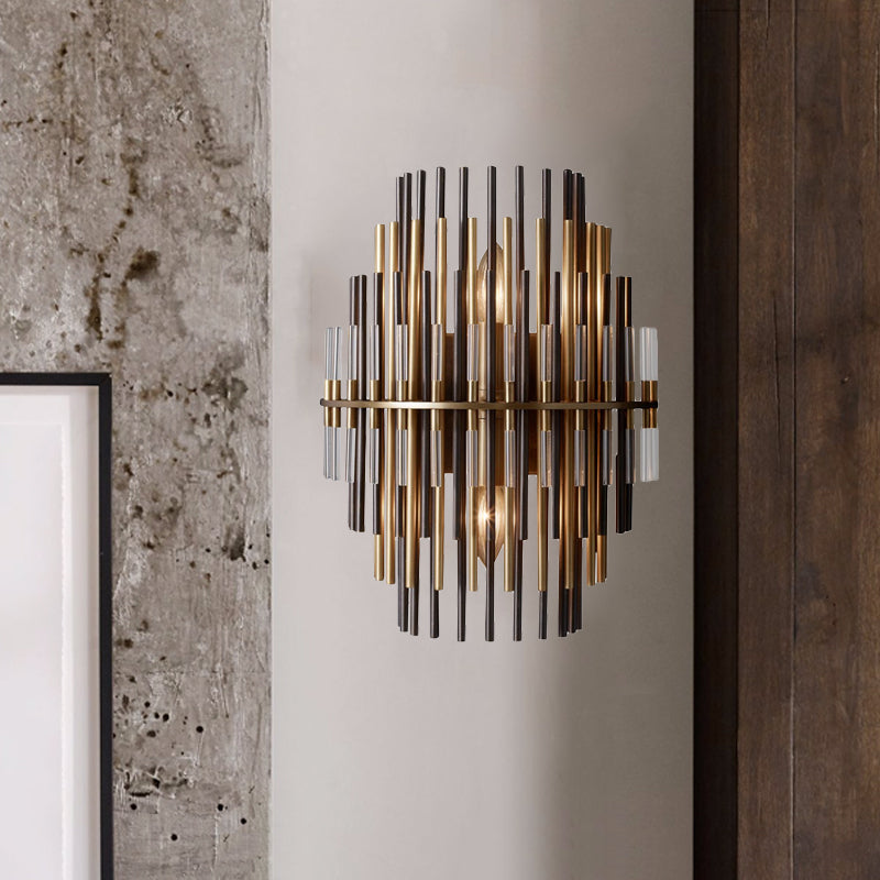 Lucienne Chrome Black Tiered Tubular Wall Lamp Metal Sconce