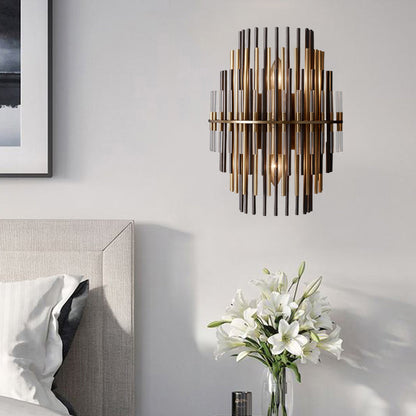 Lucienne Chrome Black Tiered Tubular Wall Lamp Metal Sconce