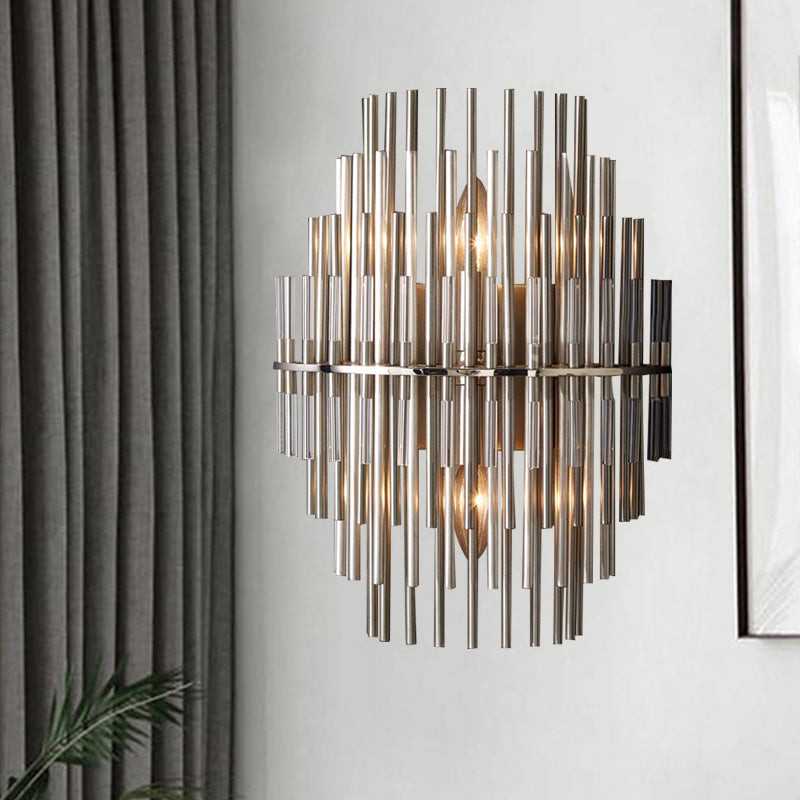 Lucienne Chrome Black Tiered Tubular Wall Lamp Metal Sconce