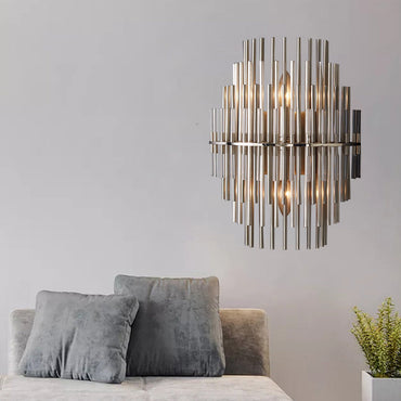 Applique murale tubulaire étagée Lucienne Chrome Noir en métal