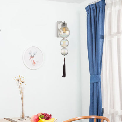 Applique murale Vivienne Sphere avec abat-jour en verre et nœud à pompon