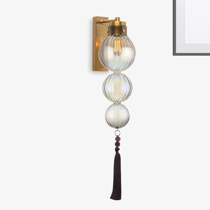 Applique murale Vivienne Sphere avec abat-jour en verre et nœud à pompon