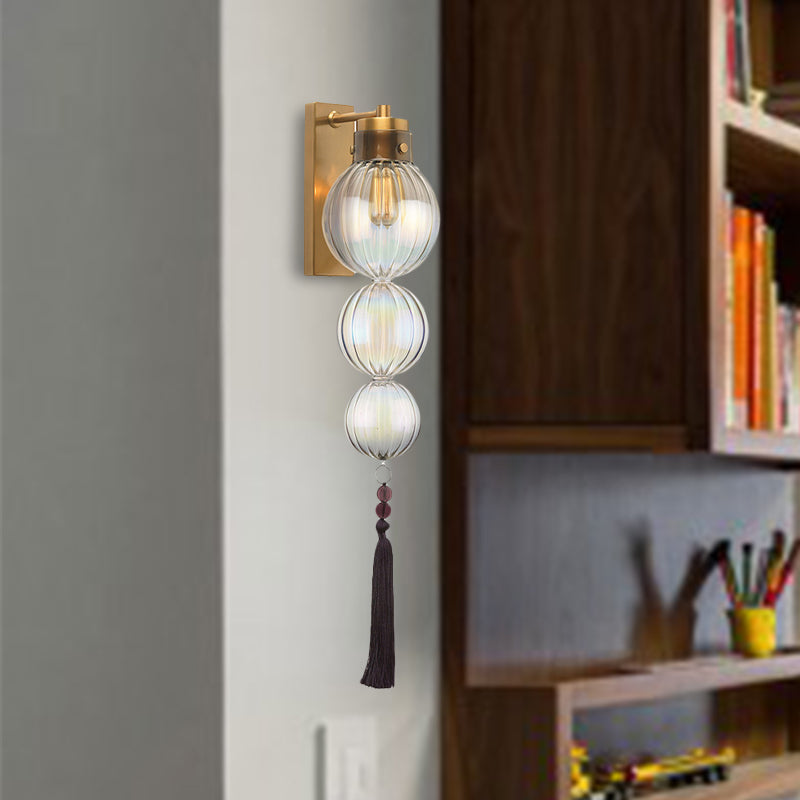 Applique murale Vivienne Sphere avec abat-jour en verre et nœud à pompon