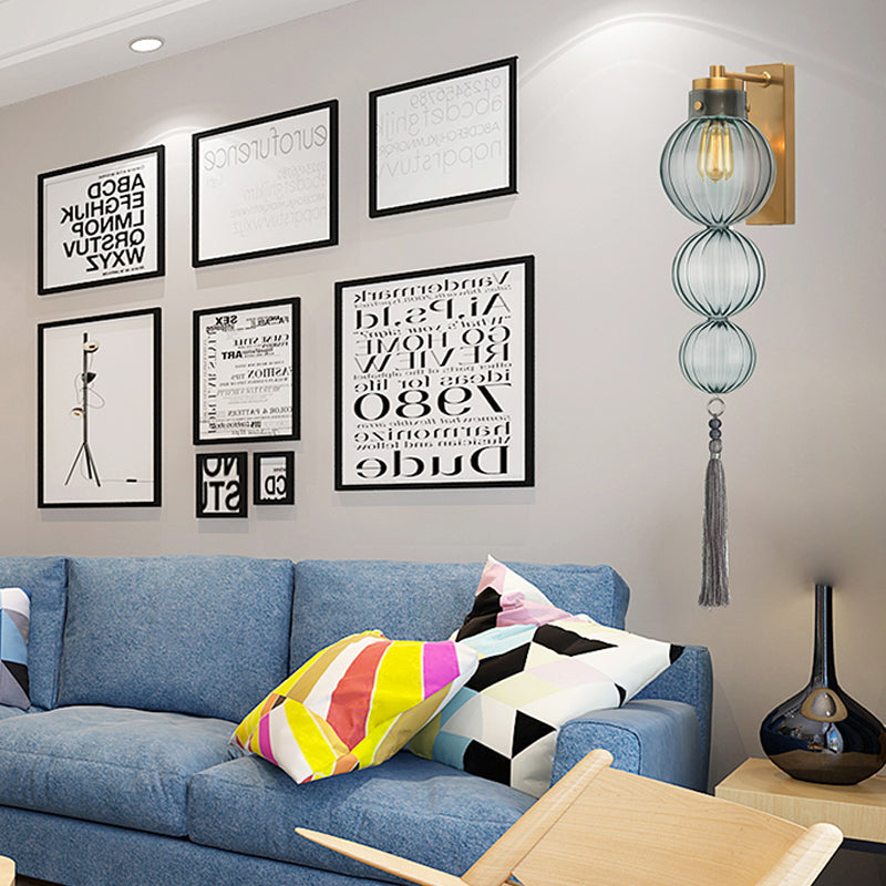 Applique murale Vivienne Sphere avec abat-jour en verre et nœud à pompon