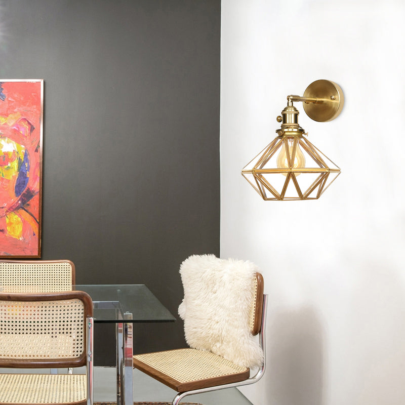 Margaux Geometric Wall Lamp with Prismatic Glass and Brass Finish