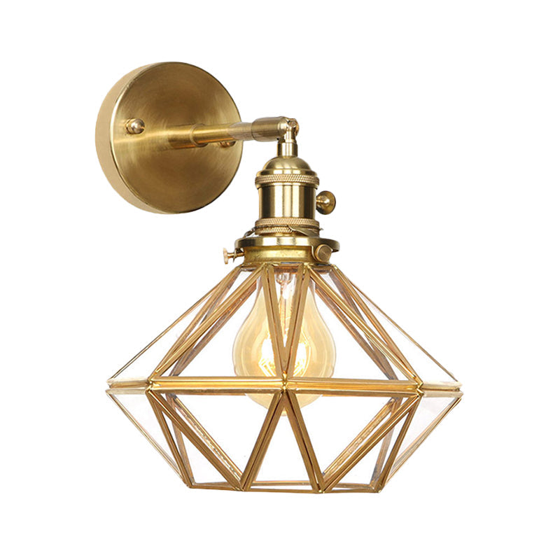 Margaux Geometric Wall Lamp with Prismatic Glass and Brass Finish