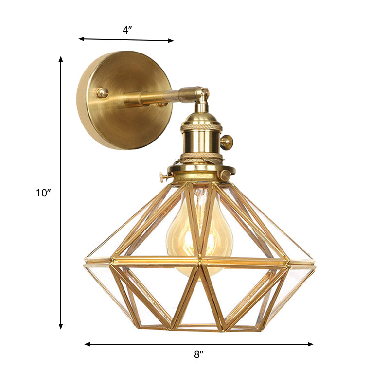 Margaux Geometric Wall Lamp with Prismatic Glass and Brass Finish