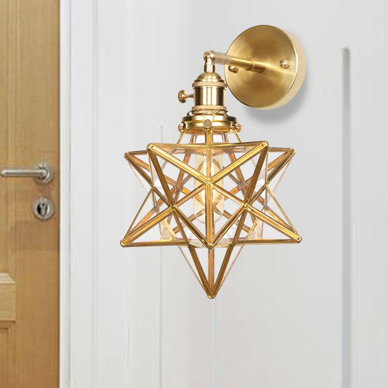 Isabelle Prismatic Glass Geometric Wall Sconce Brass