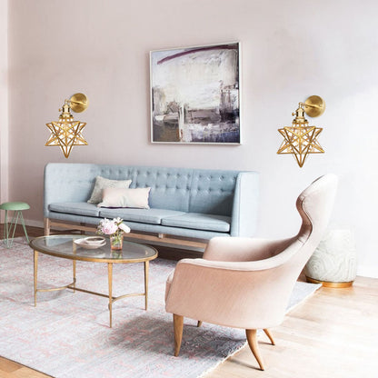 Margaux Geometric Wall Lamp with Prismatic Glass and Brass Finish