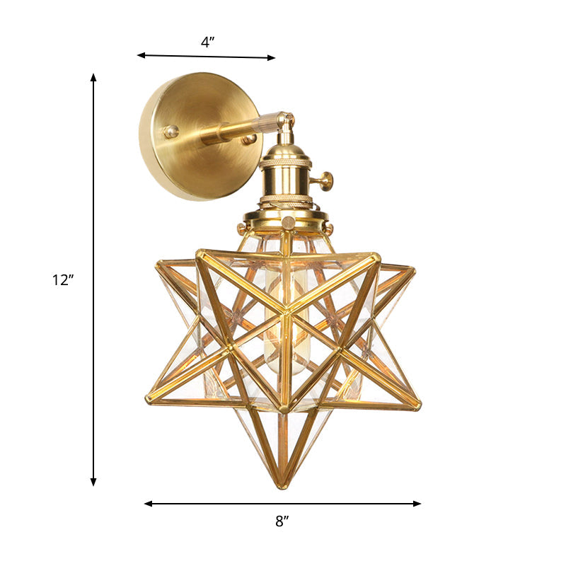Margaux Geometric Wall Lamp with Prismatic Glass and Brass Finish
