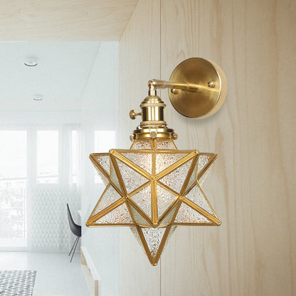 Margaux Geometric Wall Lamp with Prismatic Glass and Brass Finish