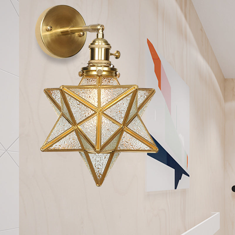 Margaux Geometric Wall Lamp with Prismatic Glass and Brass Finish